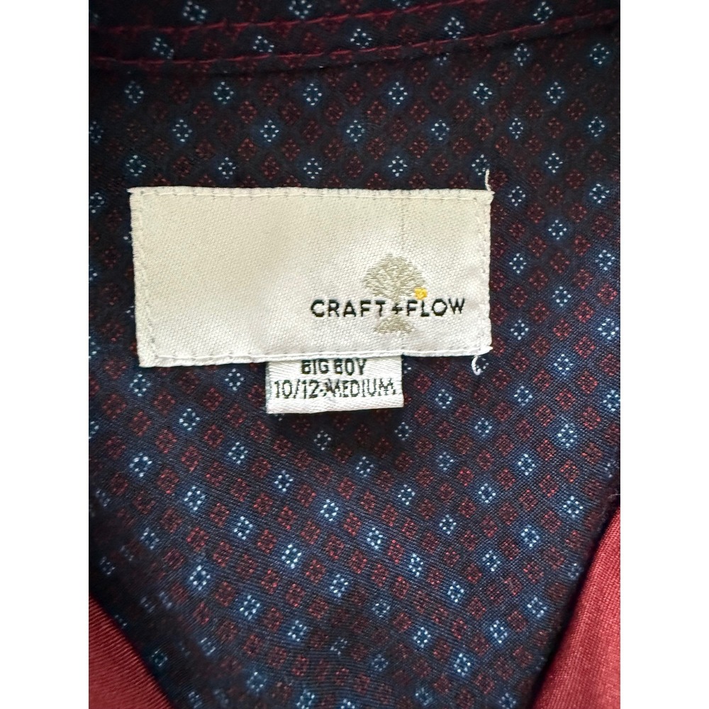 Craft + Flow Boys Cranberry Dress Shirt Button Front Long Sleeve Size 10 12 - Picture 4 of 8